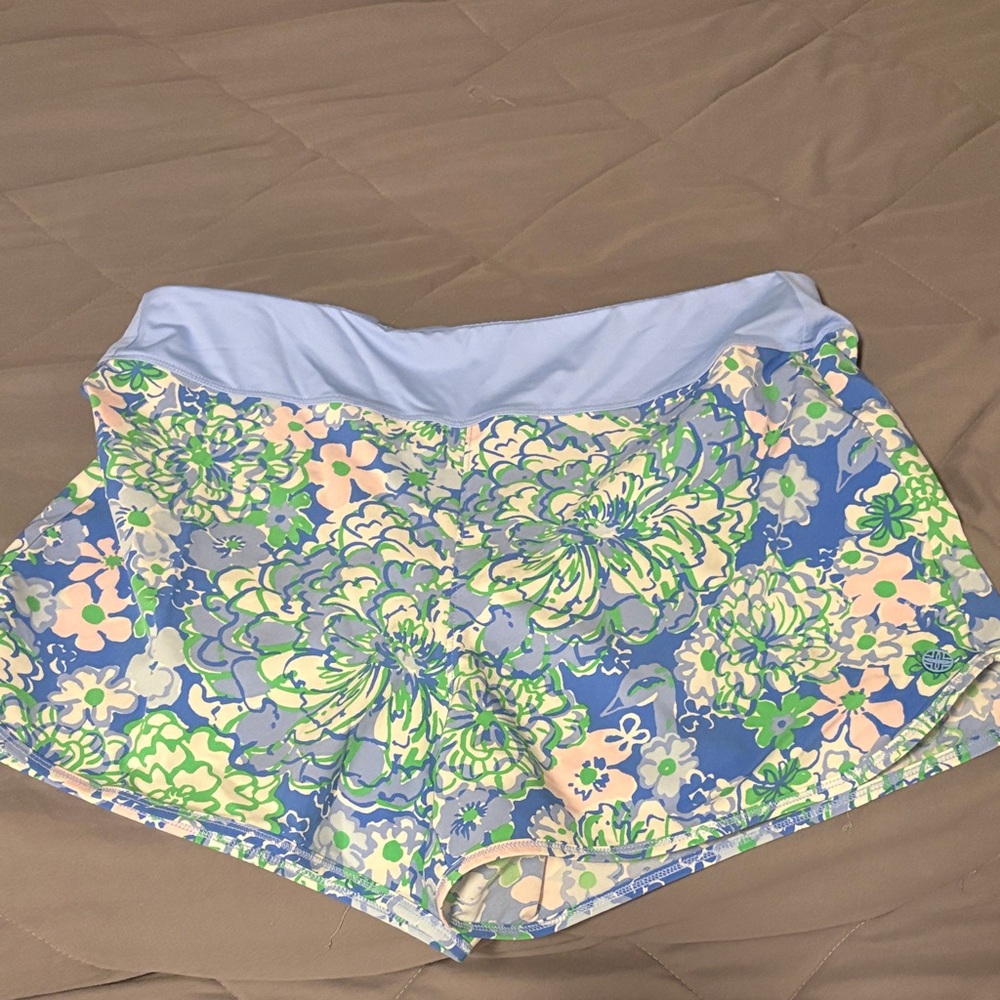 Lilly Pulitzer Blue and Green Floral Athletic Shorts